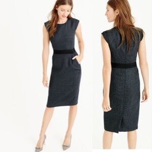 J.Crew Cap- Sleeve Dress in Mini- Dot Wool blue size 4 career elevated basic
